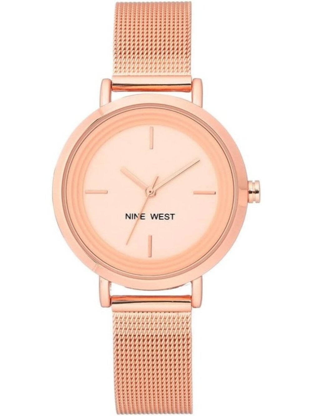 Nine West Women's Rose Gold Analog Japanese Quartz Solid Mesh Bracelet Watch